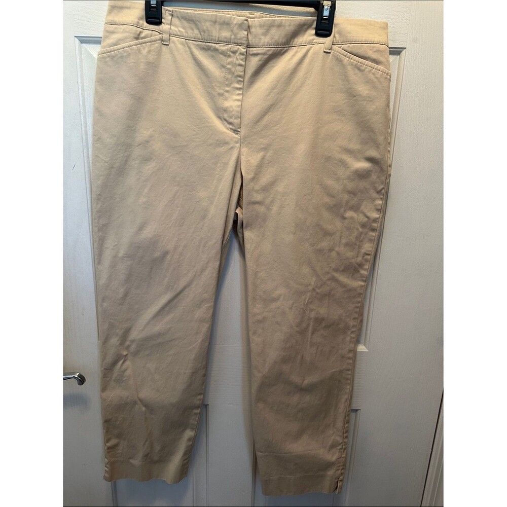 Talbots Khaki Perfect Crop Pants Wardrobe Staple Basic Summer 98% Cotton 14